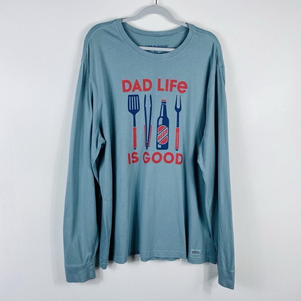 Life Is Good Size XL Dad Life Is Good Long Sleeve Crusher Tee T-Shirt Blue